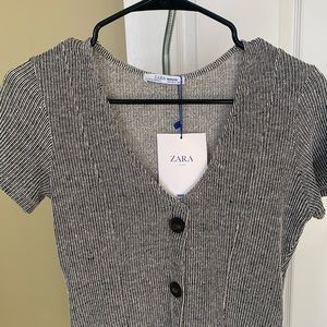 NWT: Zara Trafaluc Black and White Button Dress